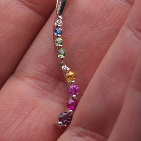 $1600 10k Gold Turmaline Sapphire Diamond Pendent 0.30 Carat tot